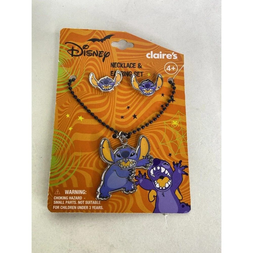 Disney Stitch Halloween Earrings and Necklace Set NEW